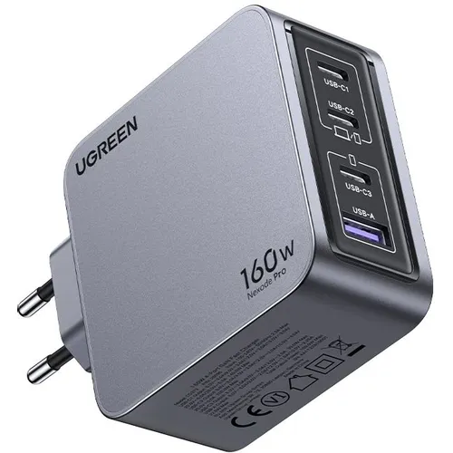Сетевое зарядное устройство UGREEN X763, USB-A, 3xUSB-C, USB-C, 160Вт, 2.3A, серый