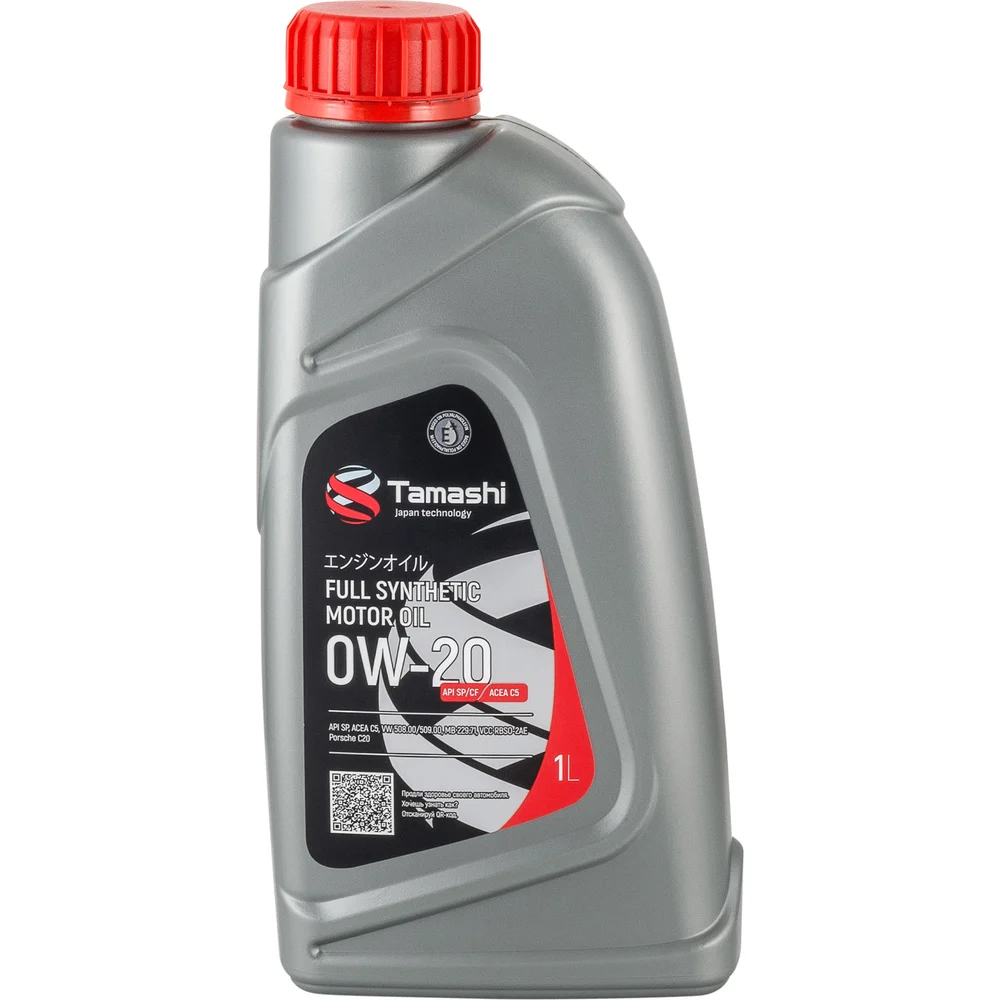 Моторное синтетическое масло Tamashi 0w-20 API SP/CF, ACEA C5, VW508.00/509.00, MB229.71, VCC RBS0-2AE 0W20T081