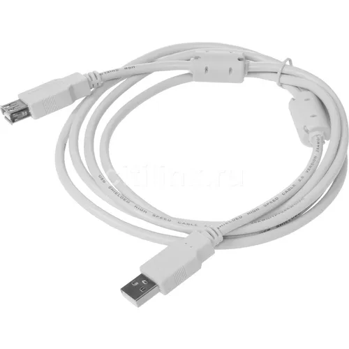 Кабель USB2.0 Buro USB A(m) - USB A(f), ферритовый фильтр , 1.8м, серый [usb2.0-am-af-1.8m-mg]