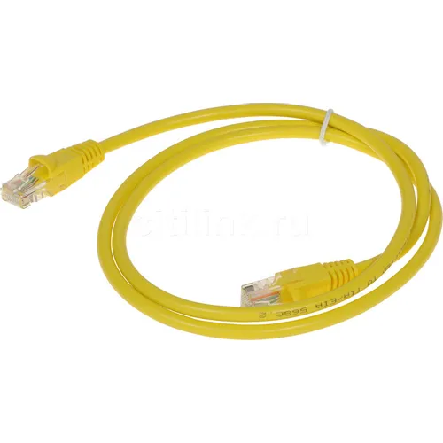 Патч-корд Buro UTP-5E-1M-Y литой (molded), UTP, кат.5E, 1м, 4 пары, 26AWG, алюминий омедненный, многожильный, желтый