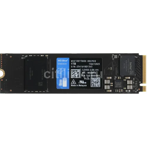 SSD накопитель WD Blue SN5100 1ТБ, M.2 2280, PCIe 4.0 x4, NVMe, M.2 [wds100t5b0e]