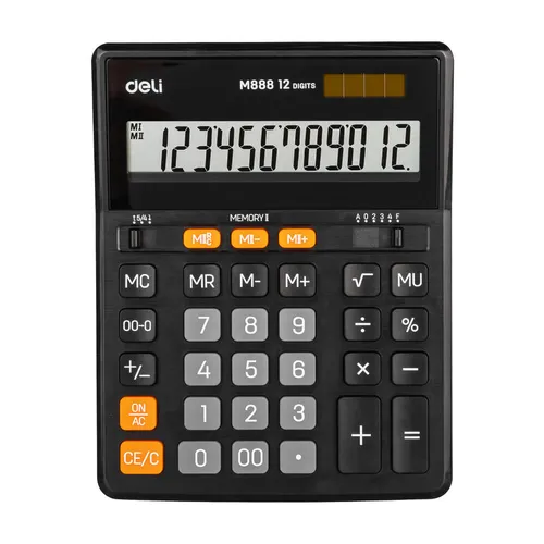 Калькулятор Deli EM888, 12-разрядный, черный