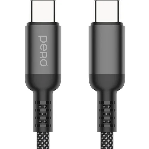 Кабель PERO DC-15, USB Type-C (m) - USB Type-C (m), 1.2м, черный [prdc-15cc]