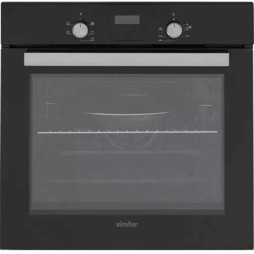 Духовой шкаф электрический Simfer B6EB56016, 58л, дверца с 2 стеклами, черный/нержавеющая сталь