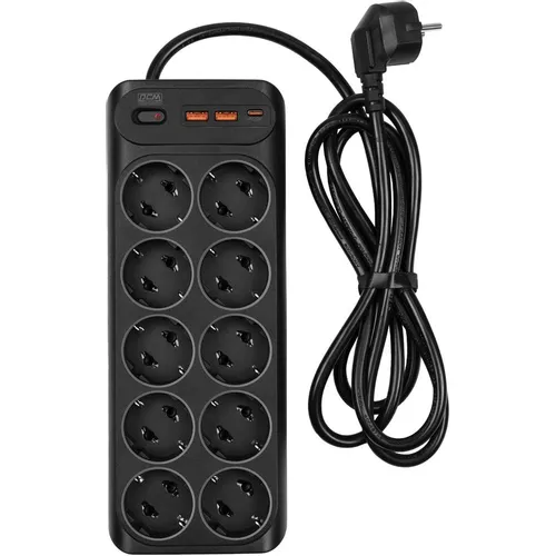 Сетевой фильтр POWERCOM SP-10 USB2A1СB 3,0м, 3.0м, черный