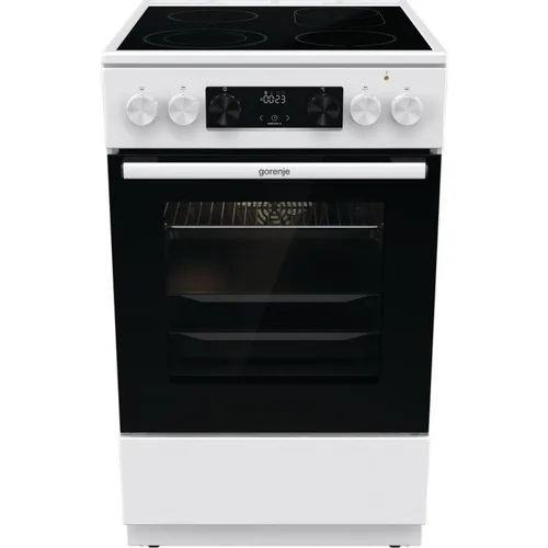 Электрическая плита Gorenje GECS5C70WA, стеклокерамика, инфракрасная, без крышки, белый/черный