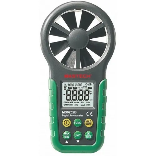 Анемометр-термометр портативный MASTECH MS6252B, крыльчатый, зеленый/ черный [13-1272]