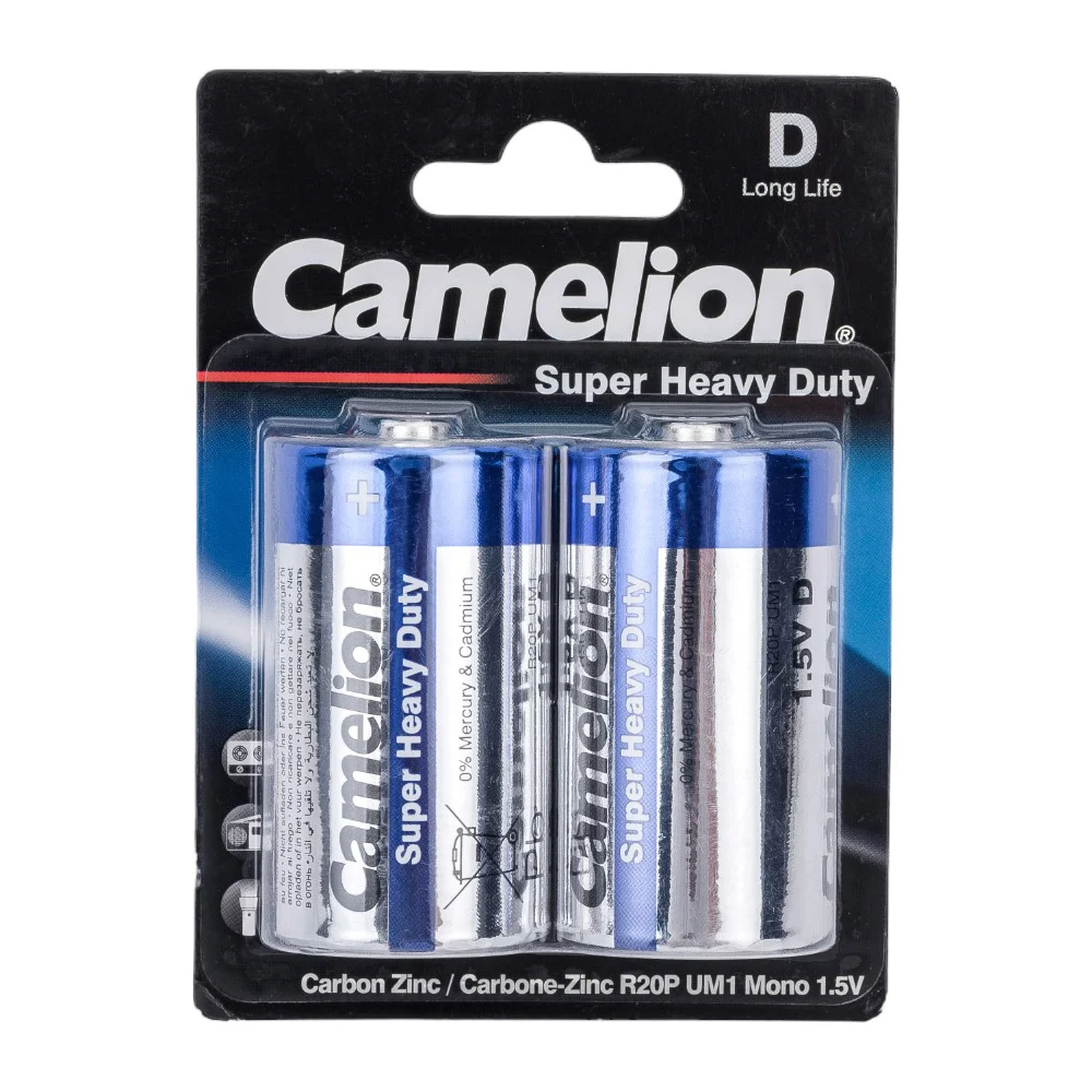 Батарейка Camelion Blue R20 BL-2 1.5В 3217