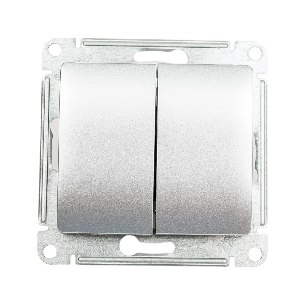 Двухклавишный переключатель Systeme Electric Алюминий сх.6, 10АХ GSL000365