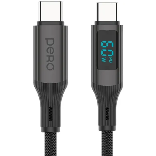 Кабель PERO DC-14, USB Type-C (m) - USB Type-C (m), 1.2м, черный [prdc-14cc]