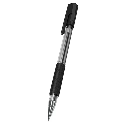 Упаковка шариковых ручек Deli Arrow EQ01620 корп.прозрачный d=0.7мм чернила черный резин. манжета 12 шт./кор.