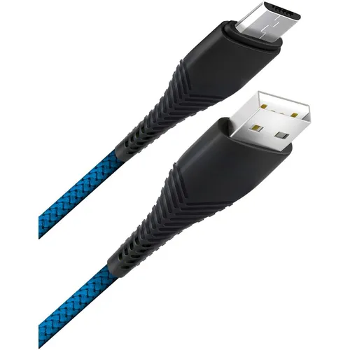Кабель BORASCO Fishbone, micro USB (m) - USB (m), 1м, 3A, синий [38501]