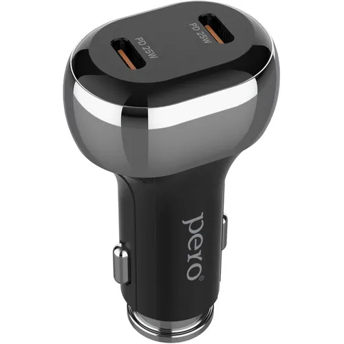 Автомобильное зарядное устройство PERO AC06, 2xUSB-C, 50Вт, 3.4A, черный [aс06bl]