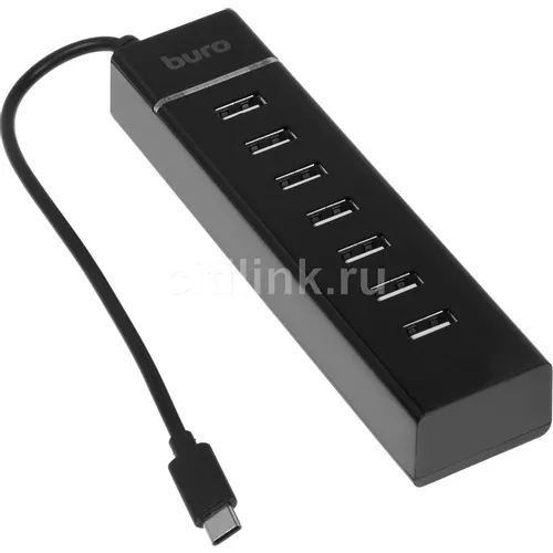 Хаб (разветвитель) Buro BPH-C-P107, черный [bu-usbc-hub-7u2]