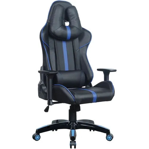Кресло игровое BRABIX GT Carbon GM-120, экокожа, до 140кг, топ-ган, регулируемые 3D подлокотники, черный/синий