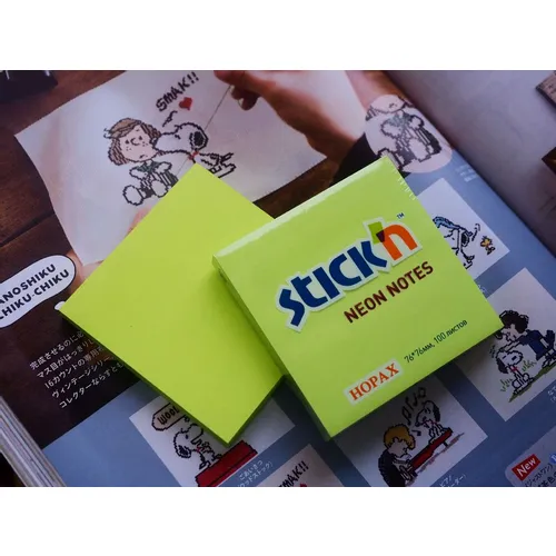 Блок самоклеящийся бумажный STICK`N 21167, 76x76, 100 л, неон, зеленый 12 шт./кор.