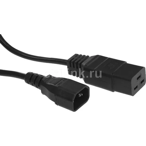 Шнур питания Lanmaster (LAN-PP19/14-0.5-BK) C19-С14 проводник.:3x0.75мм2 0.5м 220В 10А черный