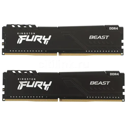 Оперативная память Kingston Fury Beast Black KF432C16BBK2/16 DDR4 - 2x 8ГБ 3200МГц, DIMM, Ret
