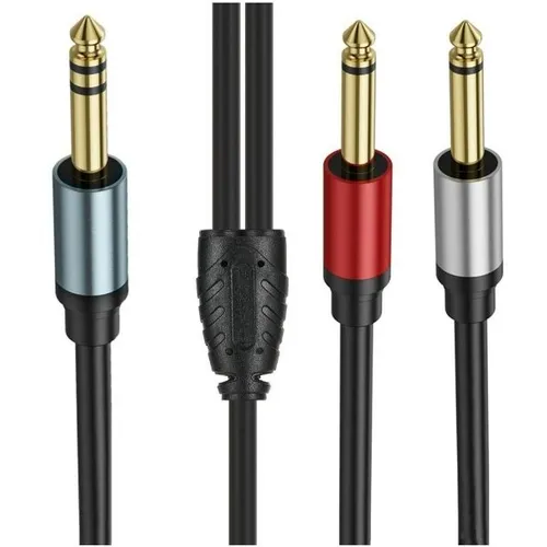 Кабель-переходник аудио PREMIER PCH-242, Jack 6.3 (m) - 2xJack 6.3 (m), 1.8м, GOLD, черный