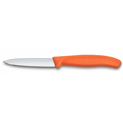 Нож кухонный Victorinox Swiss Classic, универсальный, для чистки овощей и фруктов, 80мм, заточка прямая, стальной, оранжевый [6.7609.c1]