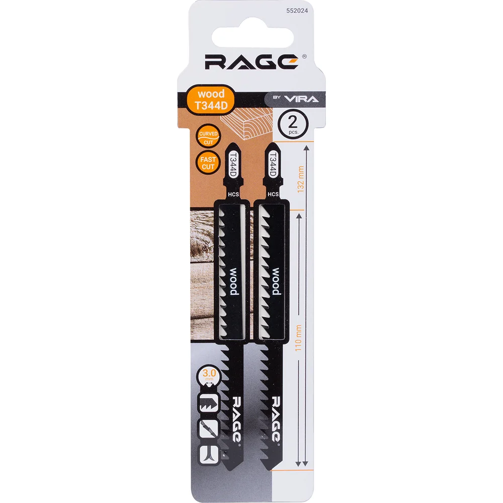 Пилки для лобзика для дерева RAGE T344D 552024