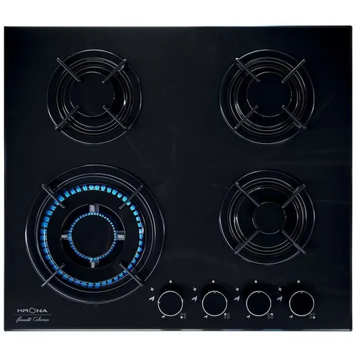 Газовая варочная панель Krona CORTESIA 60 BL, 4 конфорки, закаленное стекло, черный