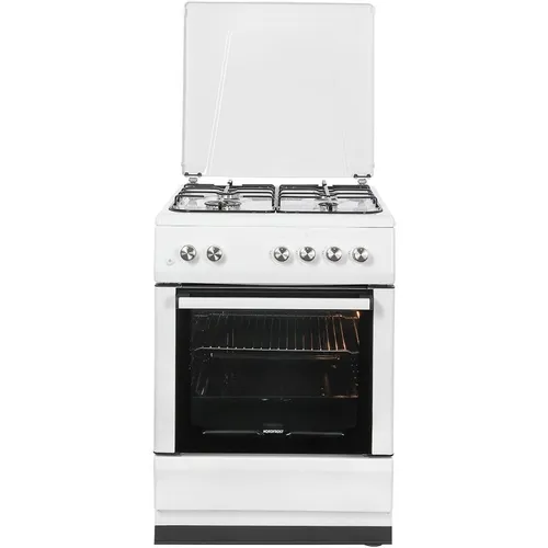 Газовая плита NORDFROST GG6061W, газовая духовка, металлическая крышка, сталь, белый