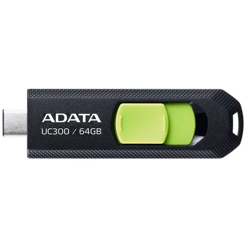 Флешка USB (Type-C) A-Data UC300 64ГБ, USB3.2, черный и зеленый [acho-uc300-64g-rbk/gn]