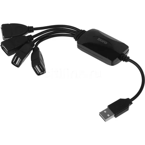 Хаб (разветвитель) Buro BU-HUB4-0.3-U2.0-Splitter, черный
