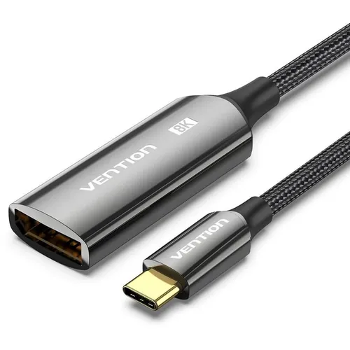 Кабель-переходник аудио-видео VENTION CRGBC, USB Type-C (m) - DisplayPort (f), ver 1.4, AWG28, медь луженая, 0.25м, GOLD, черный