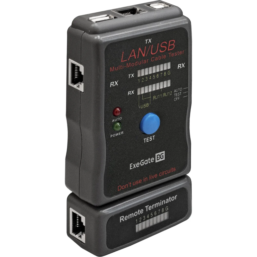 Сетевой тестер для RJ-45 RJ-11 RJ-12 ExeGate 293160