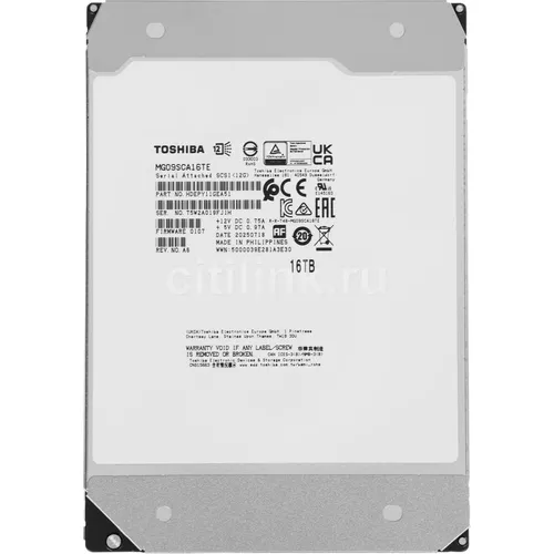 Жесткий диск Toshiba Enterprise Capacity MG09SCA16TE, 16ТБ, HDD, SAS 3.0, 3.5"