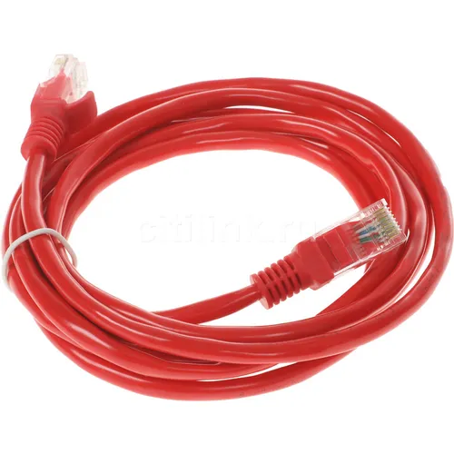 Патч-корд PREMIER PP12-2M/R литой (molded), UTP, кат.5E, 2м, 4 пары, 26AWG, алюминий омедненный, многожильный, красный