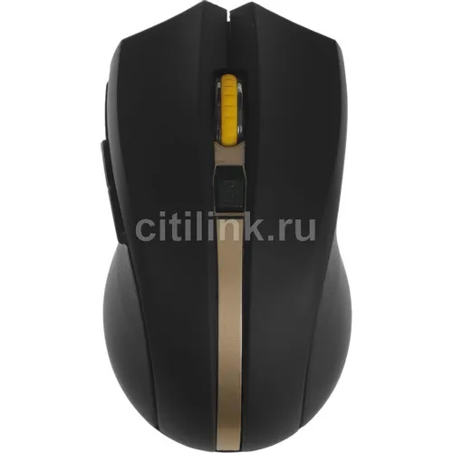 Мышь беспроводная Oklick 495MW, радио, оптическая, USB, 1600dpi, черный и золотистый [998168]