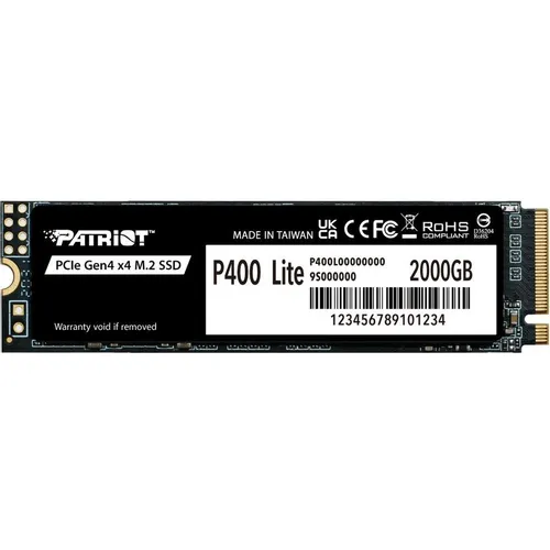 SSD накопитель Patriot P400 Lite P400LP2KGM28H 2ТБ, M.2 2280, PCIe 4.0 x4, NVMe, M.2