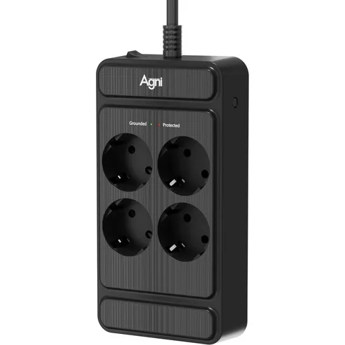 Сетевой фильтр AGNI TP-FS4E, 3м, черный [tp-fs4e-3m-black]