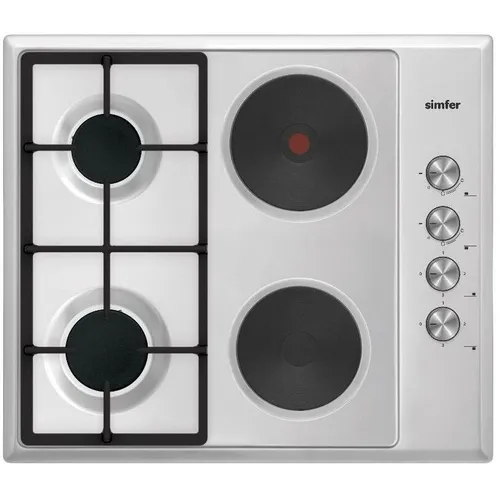 Комбинированная варочная панель Simfer H60Q22M516, 4 конфорки, нержавеющая сталь, серебристый