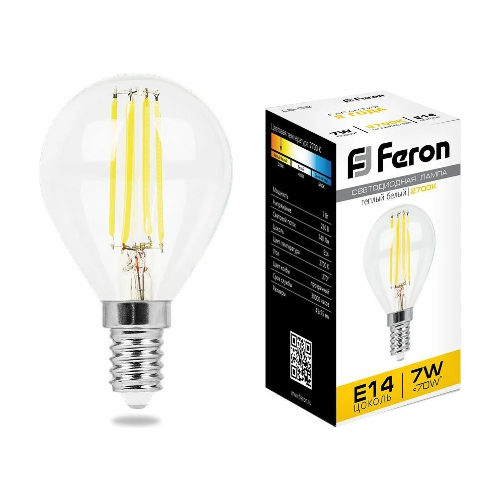 Светодиодная лампа FERON LB-52 7W 230V E14 2700K 25874