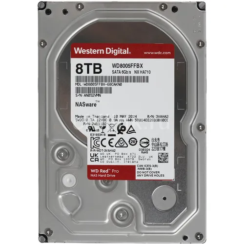 Жесткий диск WD Red Pro WD8005FFBX, 8ТБ, HDD, SATA III, 3.5"