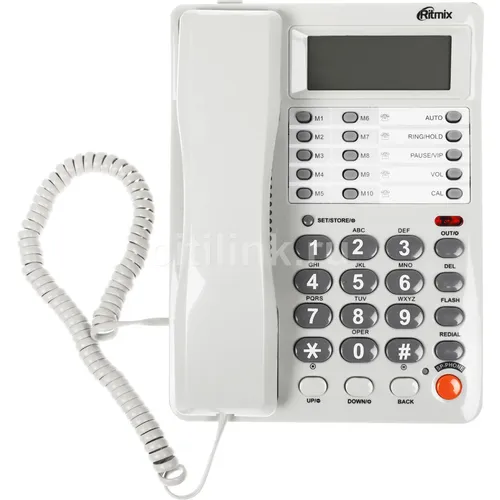 Проводной телефон Ritmix RT-495, белый и серый