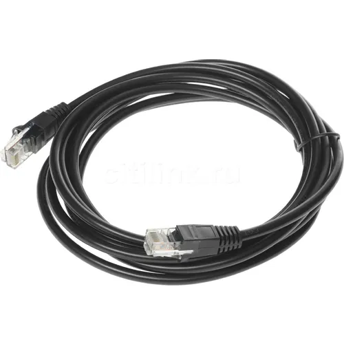 Патч-корд Buro литой (molded), UTP, кат.5E, 3м, 4 пары, 26AWG, алюминий омедненный, многожильный, черный