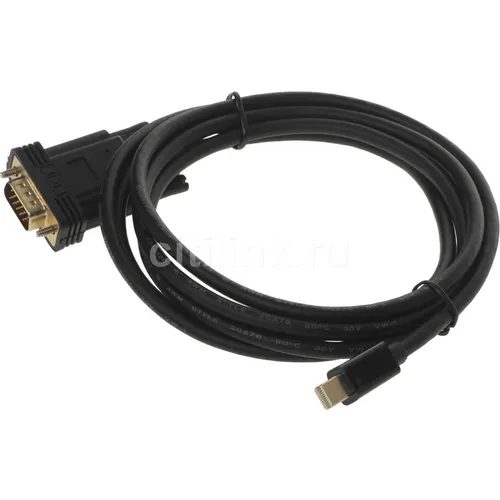 Кабель 1.1v, miniDisplayPort (m) - VGA (m), GOLD , 2м, черный