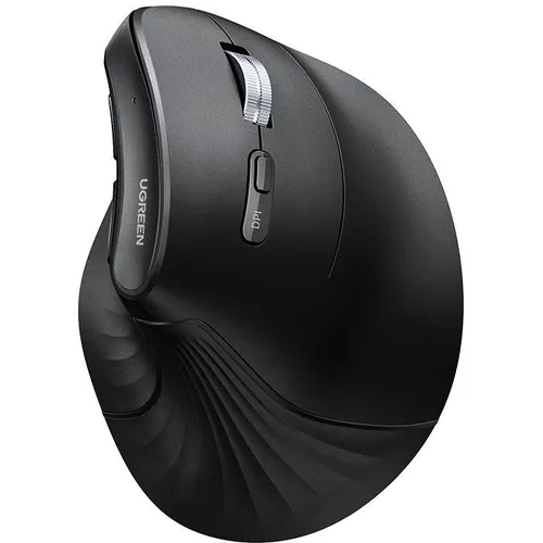 Мышь беспроводная UGREEN MU008S, Bluetooth/Радио, вертикальная, оптическая, USB, USB-C, 4000dpi, черный [85081]