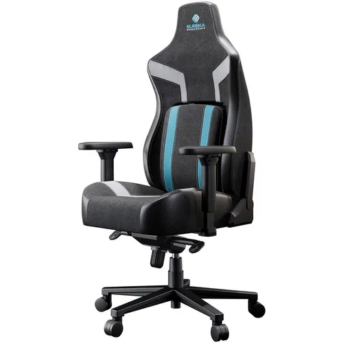 Кресло игровое EUREKA Phyton 2, ткань, до 125кг, мультиблок, регулируемые 4D подлокотники, черно-синий