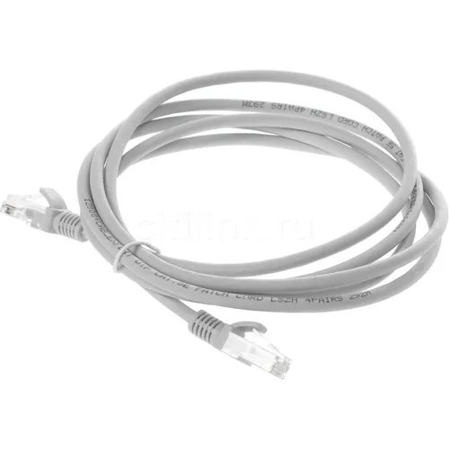 Патч-корд CABLEXPERT PP31-2M литой (molded), UTP, кат.5E, 2м, 4 пары, 24AWG, медь, многожильный, серый