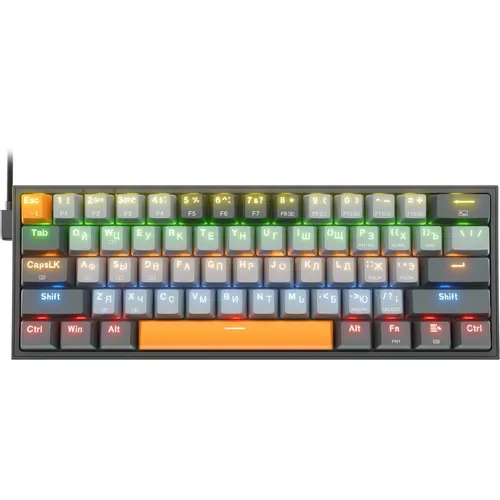 Клавиатура Redragon Fizz, проводная, USB, механическая, серый/оранжевый [72599]