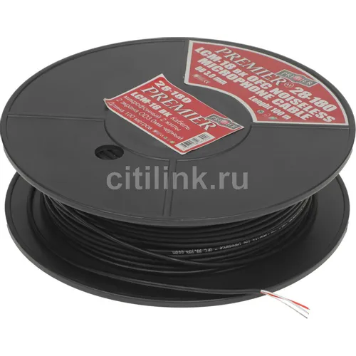 Кабель акустический PREMIER LCM-18 BK, медный, 100м, черный [28-180 100]