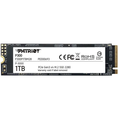 SSD накопитель Patriot P300 P300P1TBM28 1ТБ, M.2 2280, PCIe 3.0 x4, NVMe, M.2