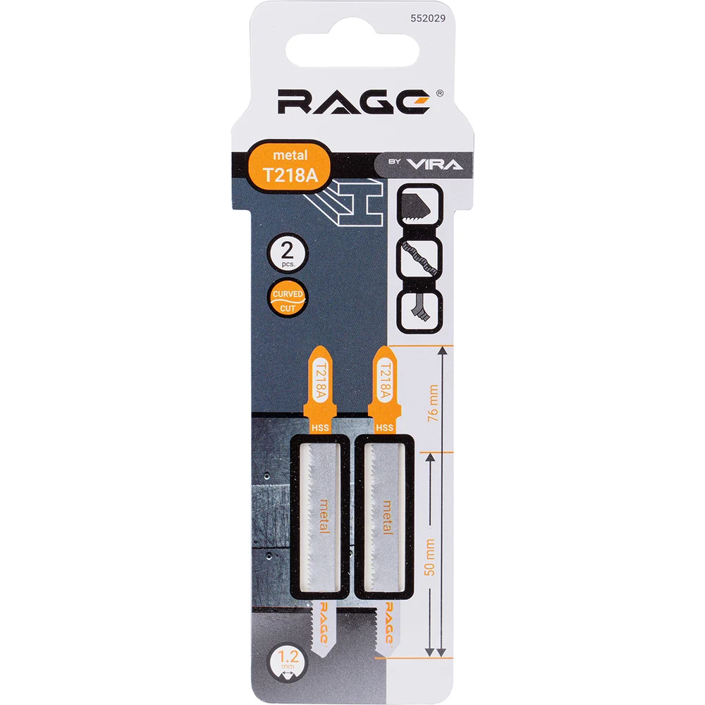 Пилки для лобзиков по металлу RAGE T218A 552029