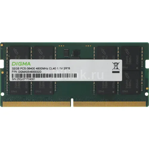 Оперативная память Digma DDR5 - 1x 32ГБ 4800МГц, для ноутбуков (SO-DIMM), Ret